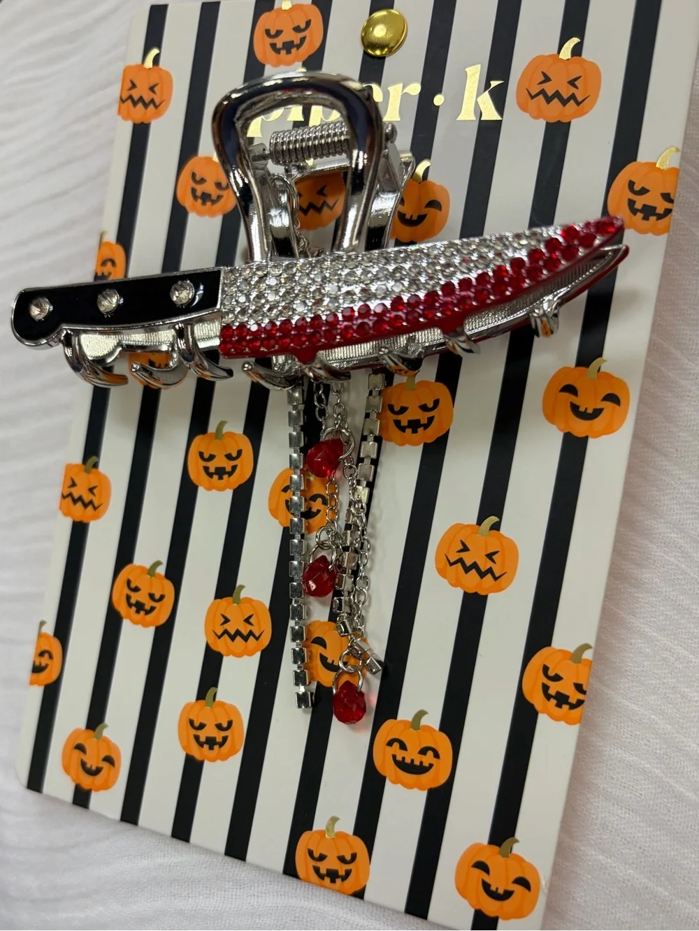 NWT 🔪🩸 Piper K Bloody Knife Rhinestone Hair Claw Clip